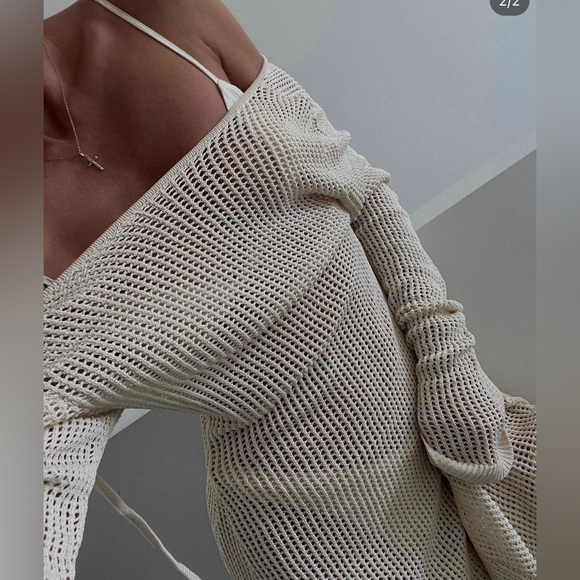 OPHELIA NATURAL LONG SLEEVE CROCHET MAXI DRESS - Picture 5 of 6